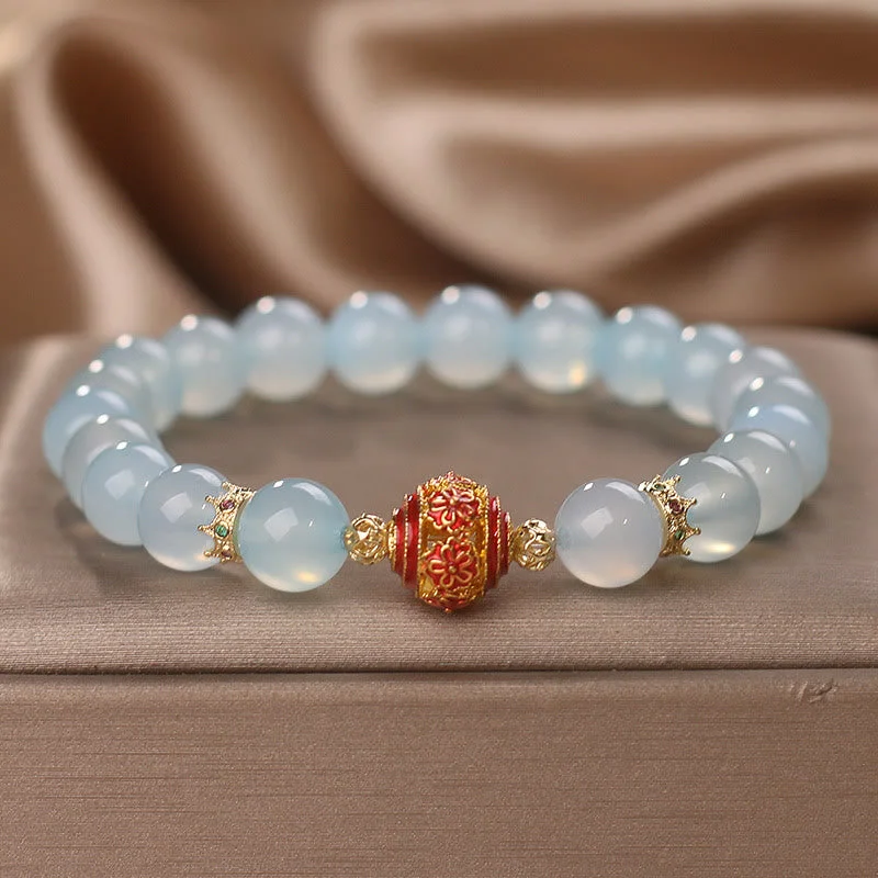 Affordable Bangles for Women-Buddha Stones Natural Aquamarine Flower Bead Healing Bracelet Affordable Bangles for Women-Buddha Stones Natural Aquamarine Flower Bead Healing Bracelet