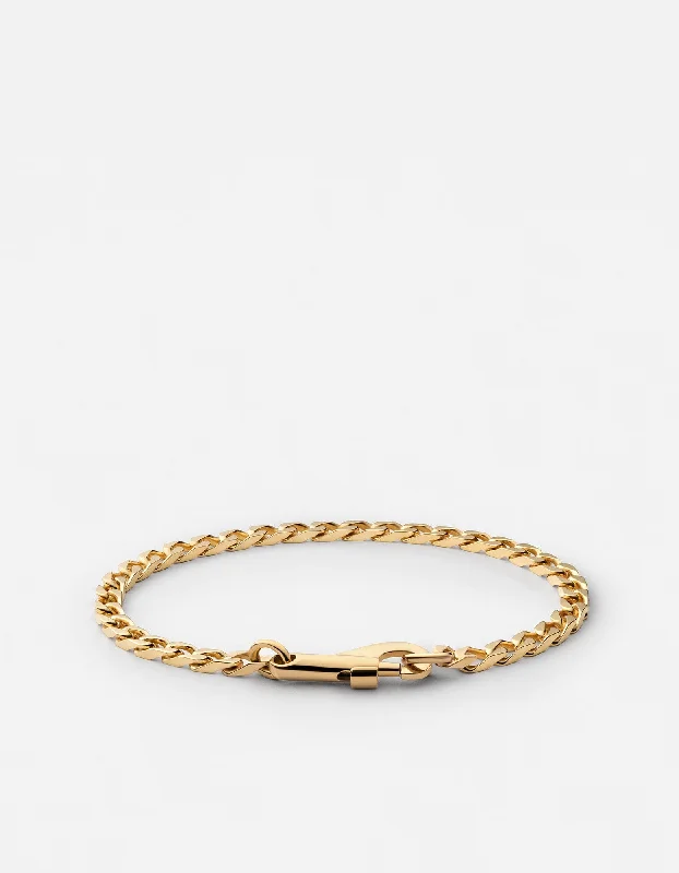 Men's Bracelets with Nautical Design-4mm Snap Chain Bracelet, Gold Vermeil