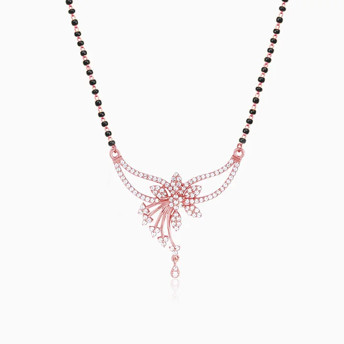 Shop Classic Women's Necklaces & Pendants with a Modern Twist-Rose Gold Floral Love Bond Mangalsutra Shop Classic Women's Necklaces & Pendants with a Modern Twist-Rose Gold Floral Love Bond Mangalsutra