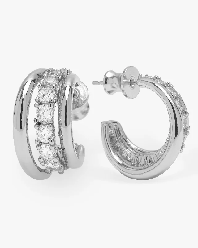 Women's Earrings – Elegant Designs for Every Personality--"Oh She Fancy" Smooth & Diamond Hoops - Silver|White Diamondettes Women's Earrings – Elegant Designs for Every Personality--"Oh She Fancy" Smooth & Diamond Hoops - Silver|White Diamondettes