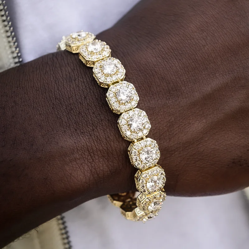 Stylish Bracelets for Men with Gemstones-Clustered Tennis Bracelet in Yellow Gold