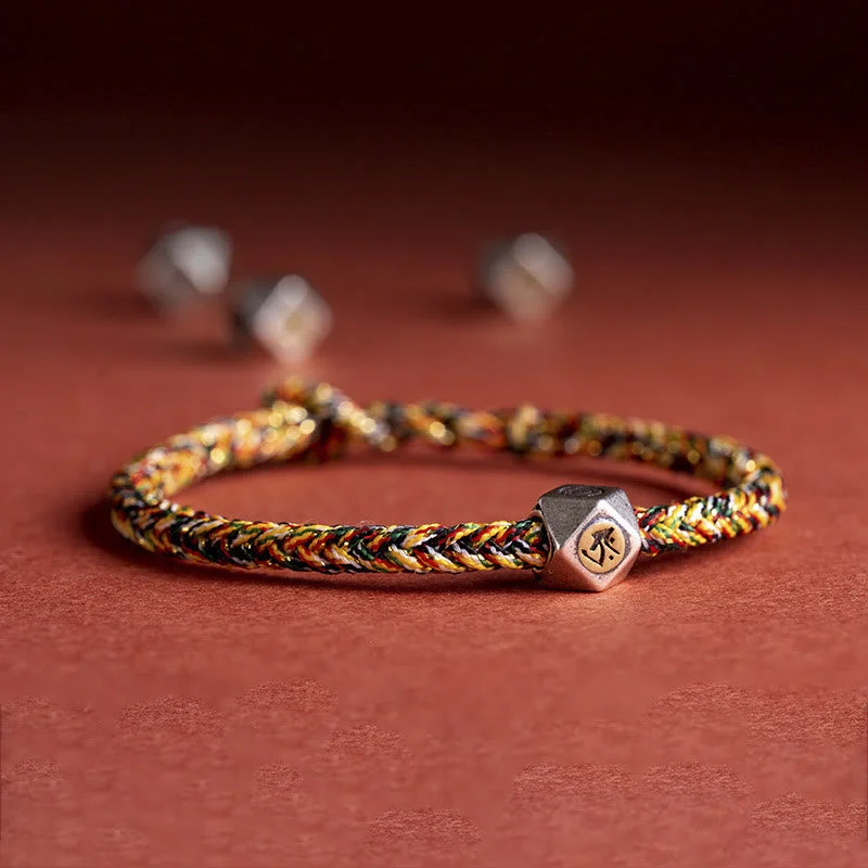 Minimalist Gold Bangles for Women-Buddha Stones 925 Sterling Silver Handmade Chinese Zodiac Natal Buddha Luck Protection Braided String Bracelet (Extra 30% Off | USE CODE: FS30)