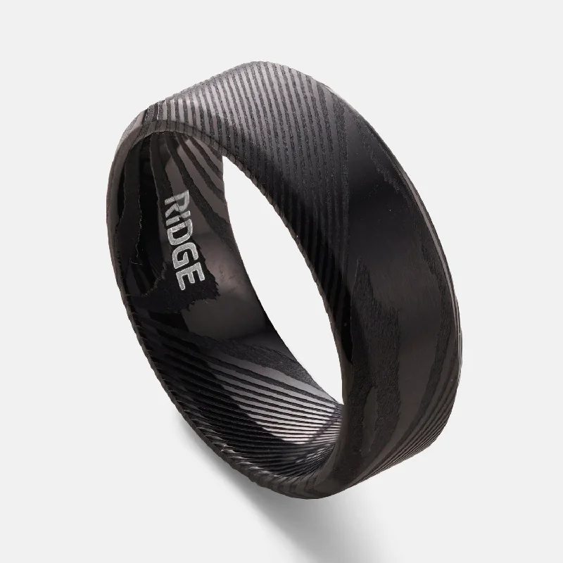Top Men's Rings – Crafted for Every Style  Ridge 8mm Beveled Ring Set - Black Damascus