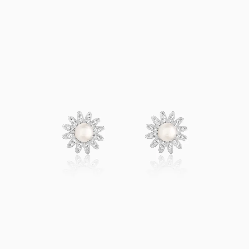 Women's Earrings – Elegant Designs for Every Personality--Silver Pearl Buttercup Studs