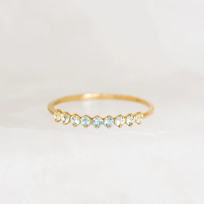 Chic Women's Rings for Fashion-Forward Looks-March Birthstone Ring 14k Gold - Ombre Blue Topaz