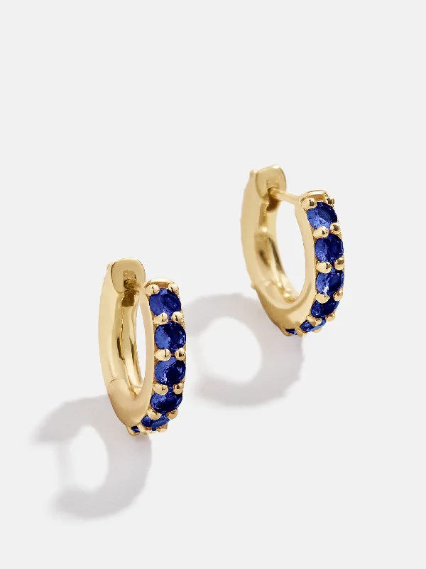 Women's Earrings – Elegant Designs for Every Personality--18K Gold Birthstone Huggie Earrings - Sapphire Women's Earrings – Elegant Designs for Every Personality--18K Gold Birthstone Huggie Earrings - Sapphire