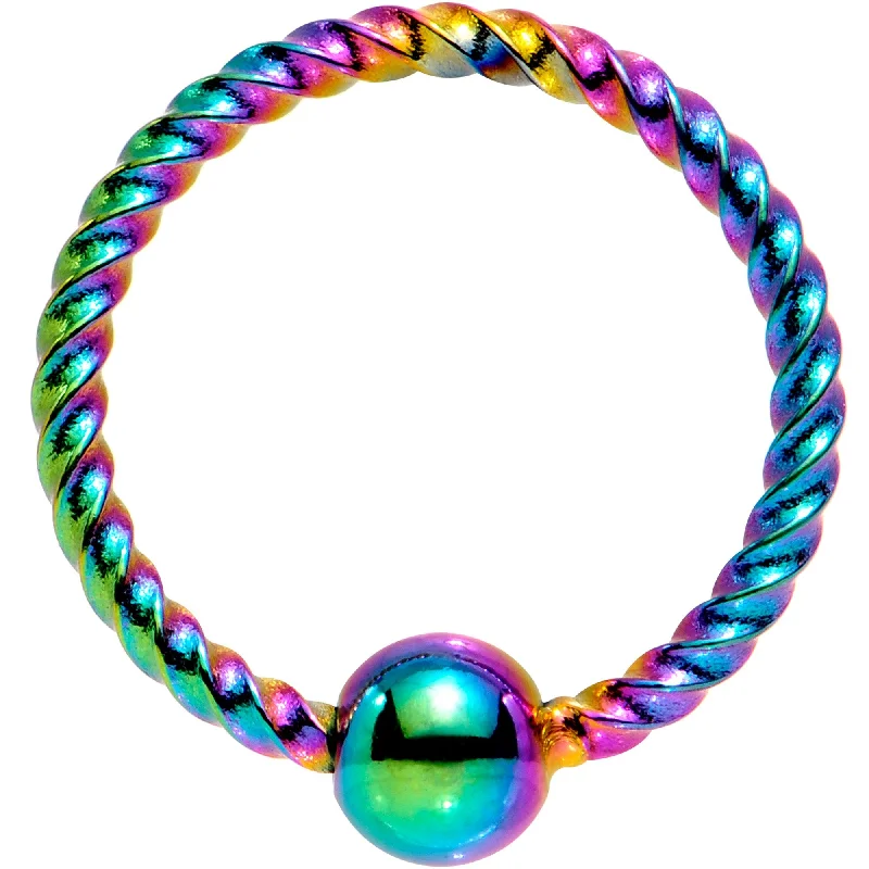 Hoop Nose Rings -18 Gauge 5/16 Rainbow Anodized So Twisted Captive Style Seamless Ring Hoop Nose Rings -18 Gauge 5/16 Rainbow Anodized So Twisted Captive Style Seamless Ring