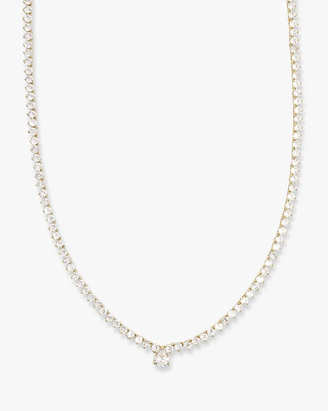 Shop Classic Women's Necklaces & Pendants with a Modern Twist-Not Your Basic Teardop Tennis Necklace 16" - Gold|White Diamondettes Shop Classic Women's Necklaces & Pendants with a Modern Twist-Not Your Basic Teardop Tennis Necklace 16" - Gold|White Diamondettes