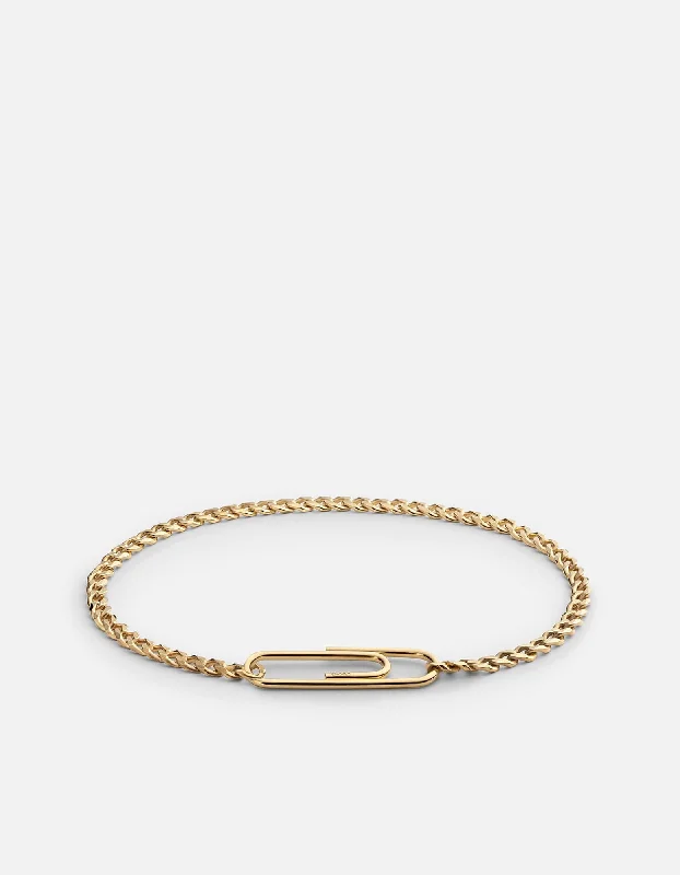 Fashionable Bracelets for Men with Multicolored Beads-Cuban Link Paper Clip Bracelet, Gold Vermeil Fashionable Bracelets for Men with Multicolored Beads-Cuban Link Paper Clip Bracelet, Gold Vermeil