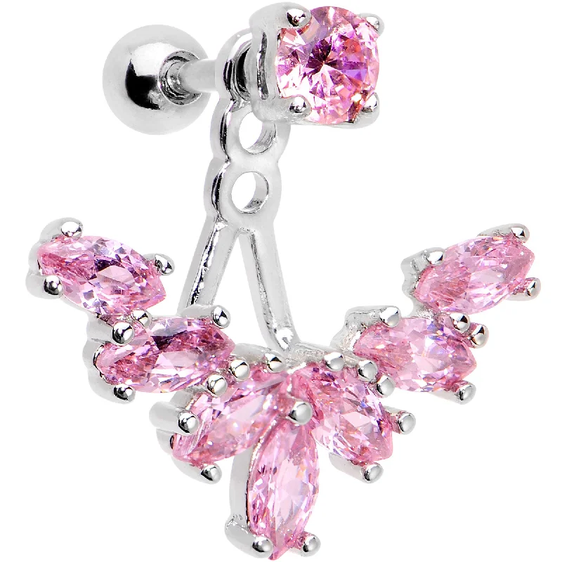 Women's Earrings – Elegant Designs for Every Personality--1/4 Pink Gem Darling Fan Dangle Cartilage Tragus Piercing