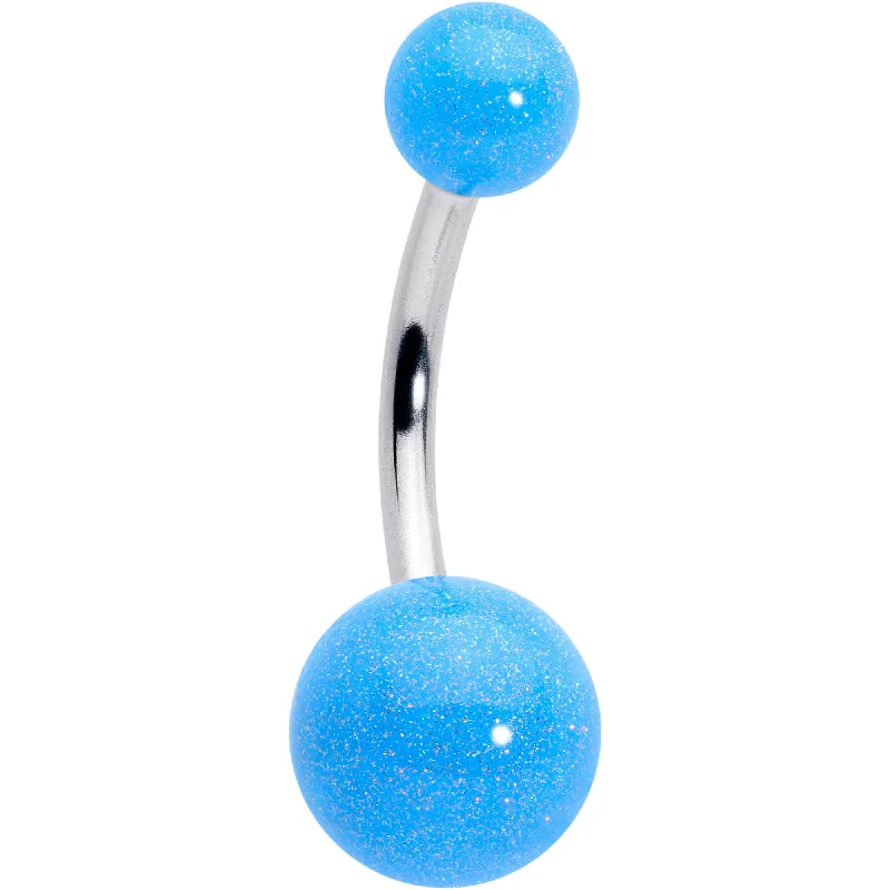 Comfortable Belly Rings for Casual Looks -Pastel Shimmer Blue Ends Belly Ring