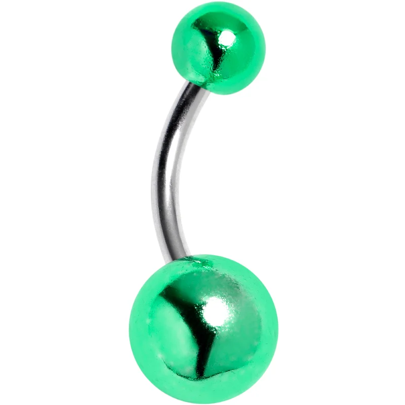 Trendy Belly Rings for Every Fashionista -Style Metal Green Acrylic End Belly Ring