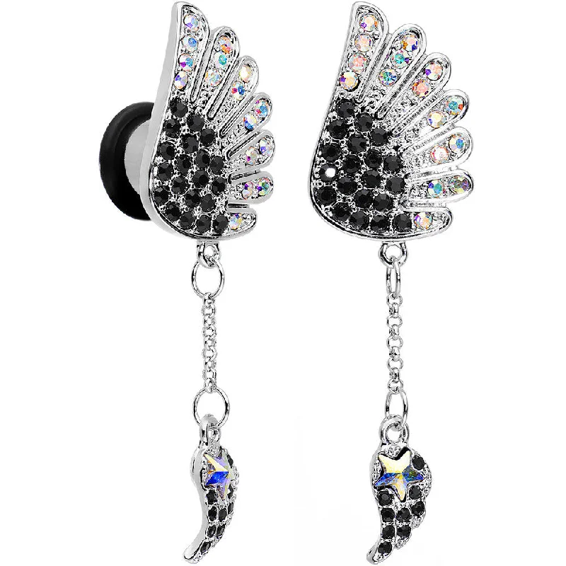 Women's Earrings – Elegant Designs for Every Personality--00 Gauge Aurora Black Gem Arial Angel Wings Dangle Plug Set Women's Earrings – Elegant Designs for Every Personality--00 Gauge Aurora Black Gem Arial Angel Wings Dangle Plug Set