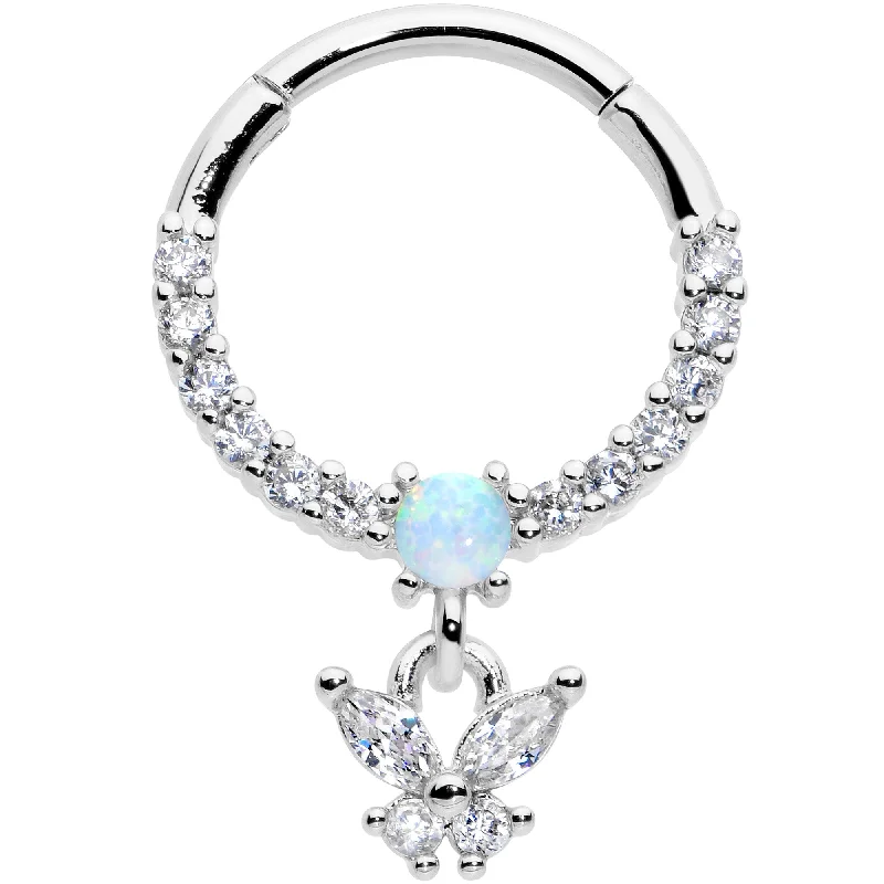Custom Nose Rings for Exclusive Styles -16 Gauge 3/8 Blue Synthetic Opal Butterfly Dangle Hinged Segment Ring Custom Nose Rings for Exclusive Styles -16 Gauge 3/8 Blue Synthetic Opal Butterfly Dangle Hinged Segment Ring