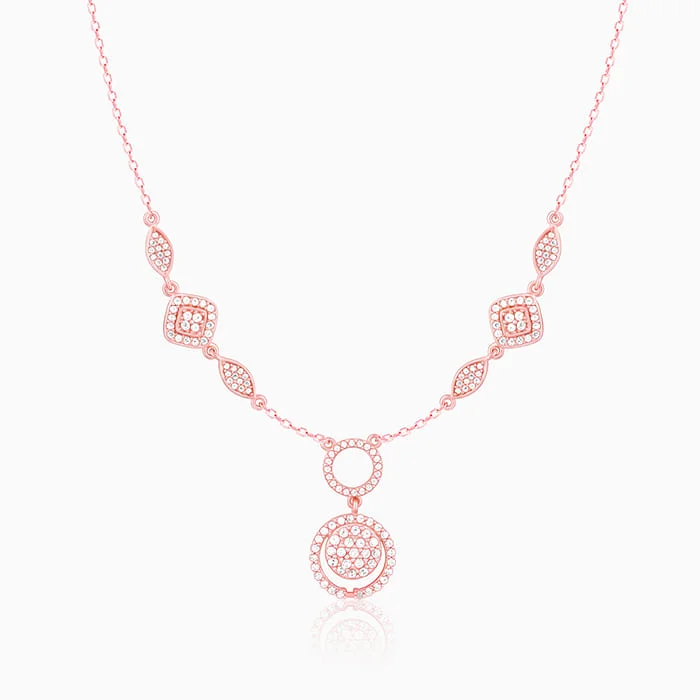 Shop Classic Women's Necklaces & Pendants with a Modern Twist-Rose Gold Radiant Halo Necklace Shop Classic Women's Necklaces & Pendants with a Modern Twist-Rose Gold Radiant Halo Necklace