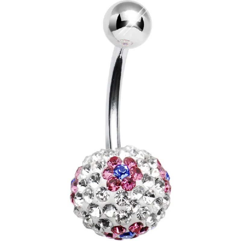 Stunning Belly Rings with Sparkling Stones -Clear Pink Flower Crystal Evolution Belly Ring Stunning Belly Rings with Sparkling Stones -Clear Pink Flower Crystal Evolution Belly Ring
