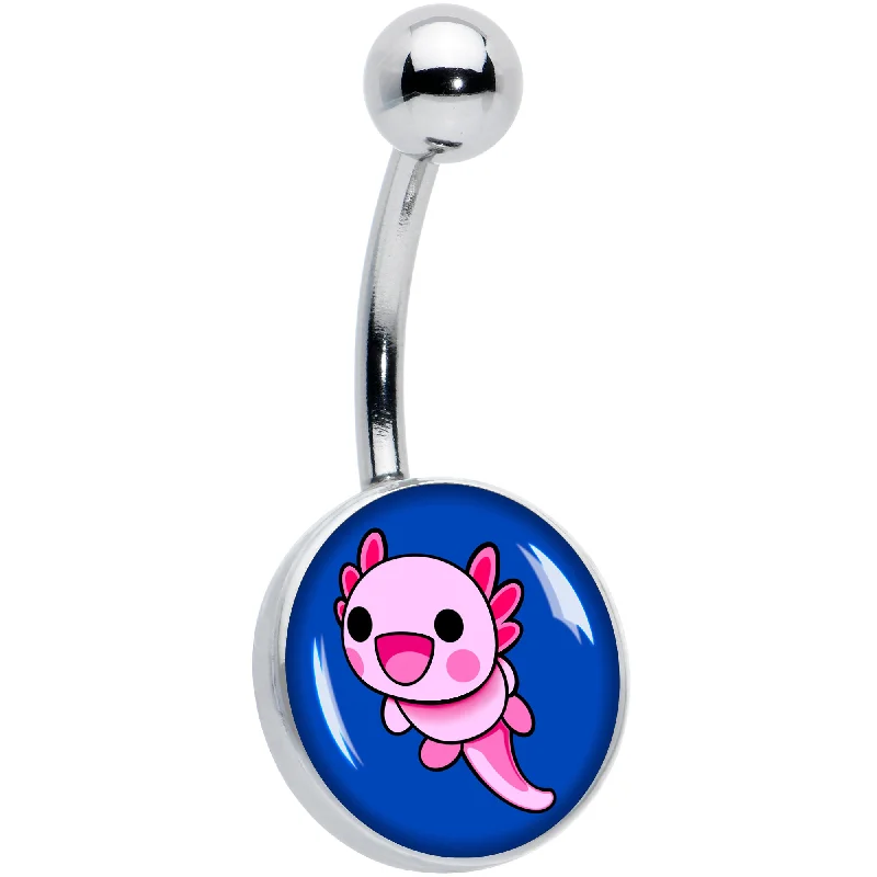 Comfortable Belly Rings for Fashionable Women -Adorable Axolotl Belly Ring