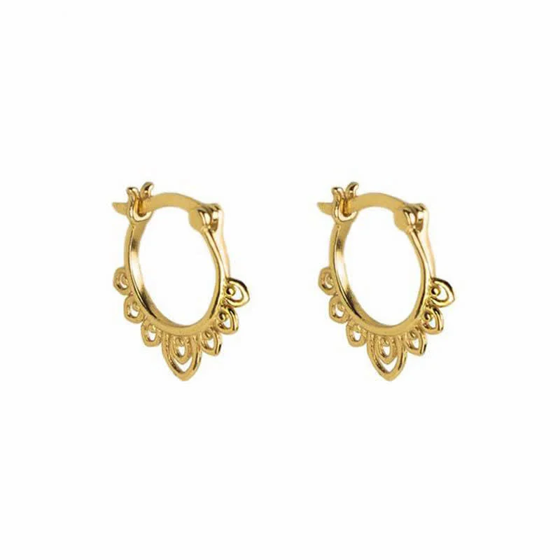 Women's Earrings – Elegant Designs for Every Personality--Buddha Stones Round Lotus Flower Pattern Luck Hoop Earrings Women's Earrings – Elegant Designs for Every Personality--Buddha Stones Round Lotus Flower Pattern Luck Hoop Earrings