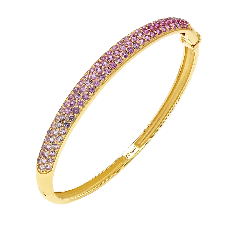 Men's Bracelets with Fashionable Details-Ombré Pink Sapphire Cuff Bracelet