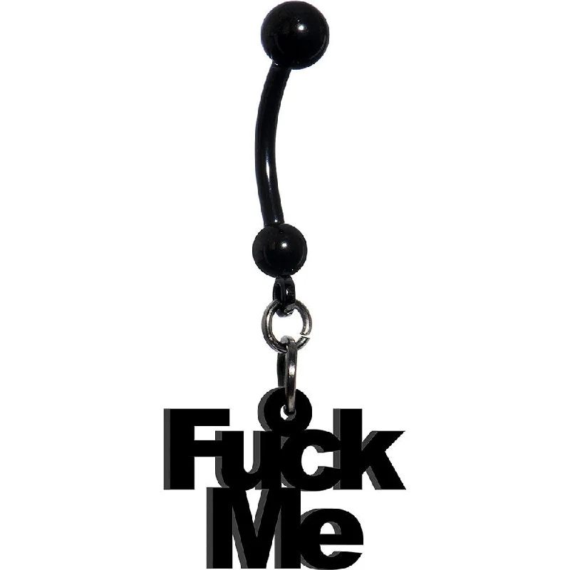 Stunning Belly Rings with Timeless Shine -Solid Black F*ck Me Belly Ring