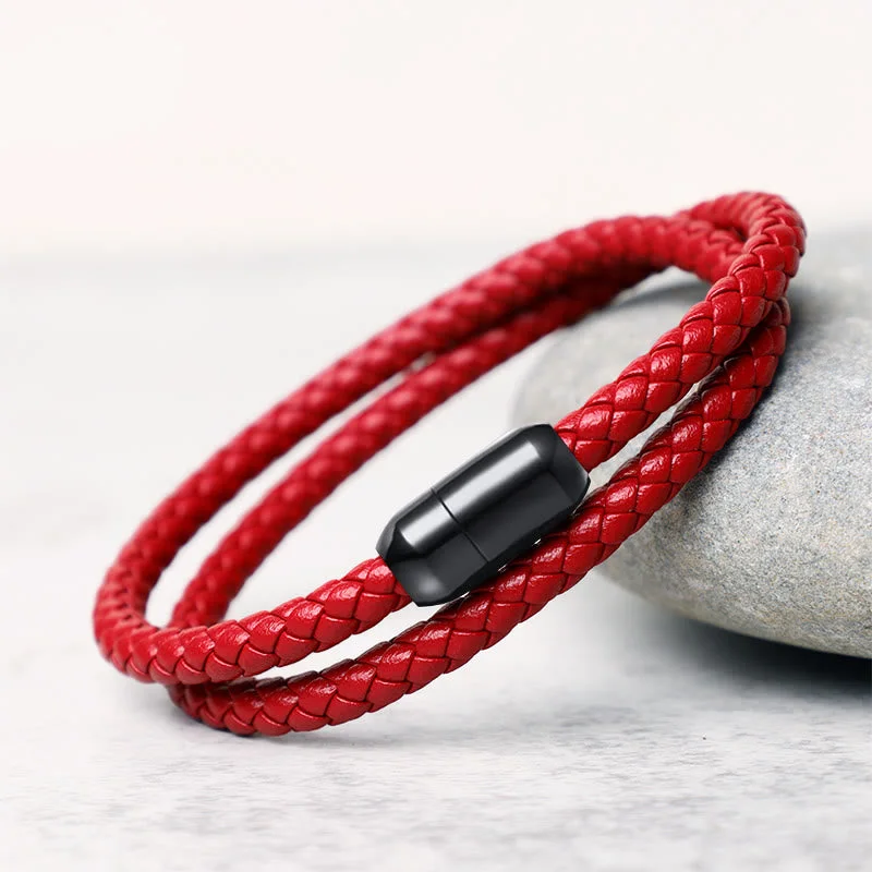Stylish Rope Bracelets for Men-Buddha Stones Genuine Leather Red String Protection Magnetic Buckle Bracelet Stylish Rope Bracelets for Men-Buddha Stones Genuine Leather Red String Protection Magnetic Buckle Bracelet