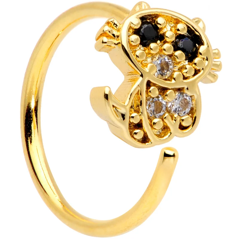 Nose Rings with Sparkling Diamonds -20 Gauge 5/16 Clear Black Gem Gold Tone Glamour Cat Nose Hoop Nose Rings with Sparkling Diamonds -20 Gauge 5/16 Clear Black Gem Gold Tone Glamour Cat Nose Hoop