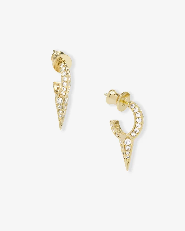 Women's Earrings – Elegant Designs for Every Personality--Baby Gabriella Pavé Single Spike Earrings - Gold|White Diamondettes Women's Earrings – Elegant Designs for Every Personality--Baby Gabriella Pavé Single Spike Earrings - Gold|White Diamondettes