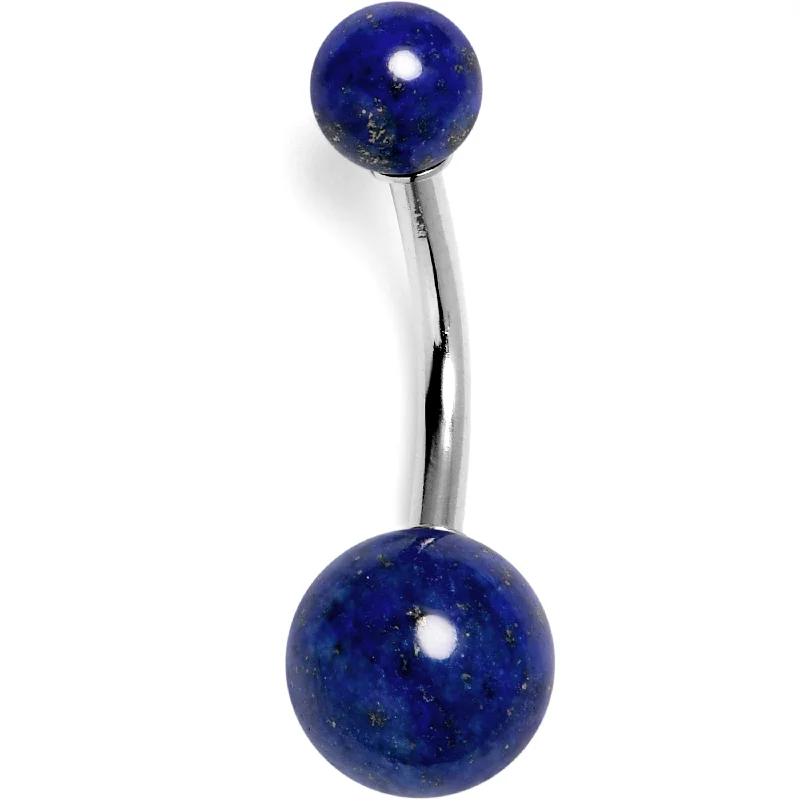 Trendy Belly Rings for Statement Designs -14 Gauge 3/8 Blue Lapis Natural Stone Belly Ring Trendy Belly Rings for Statement Designs -14 Gauge 3/8 Blue Lapis Natural Stone Belly Ring