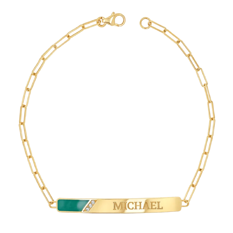 Customizable Bracelets for Men-Slash Engravable Bracelet with Diamond Accents