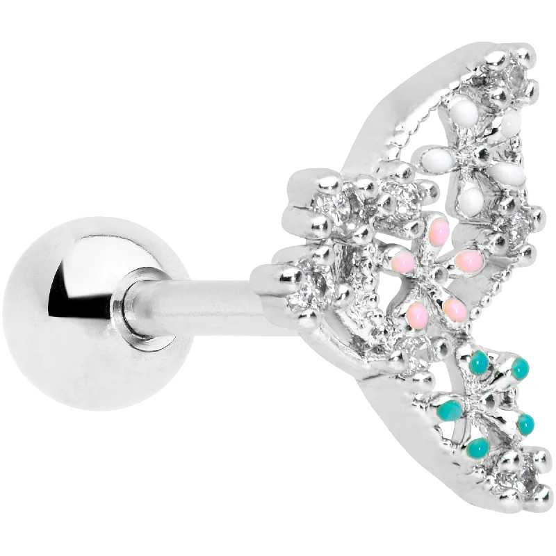 Women's Earrings – Elegant Designs for Every Personality--16 Gauge 1/4 Clear CZ Gem Abstract Butterfly Cartilage Tragus Earring