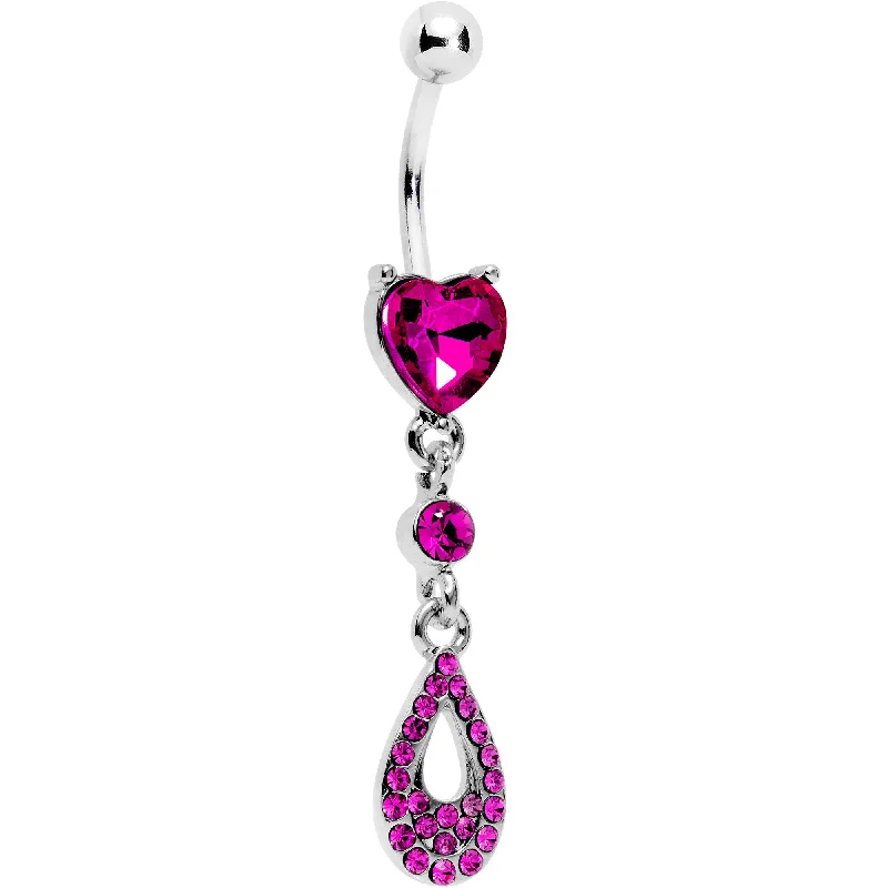 Stunning Belly Rings for Fashionistas -Pink CZ Gem Valentine Dew Drop Heart Dangle Belly Ring Stunning Belly Rings for Fashionistas -Pink CZ Gem Valentine Dew Drop Heart Dangle Belly Ring