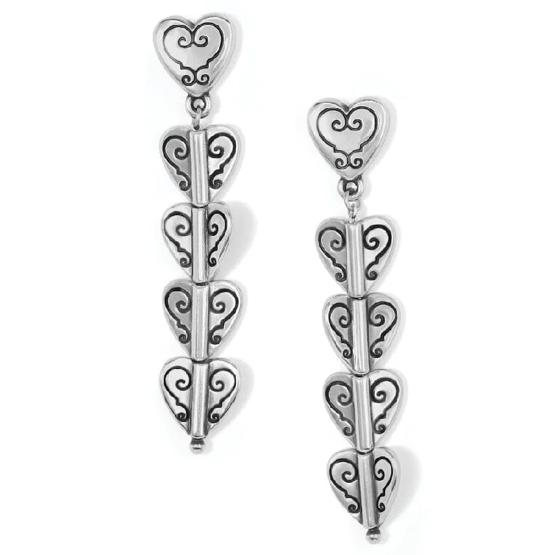 Women's Earrings – Elegant Designs for Every Personality--Cascading Hearts Drop Post Earrings