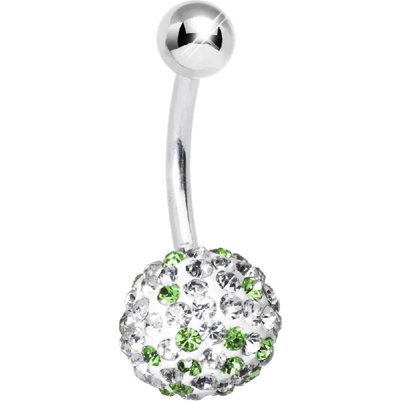 Stunning Belly Rings for Bold Fashion -Striped Peridot Green Crystal Evolution Belly Ring