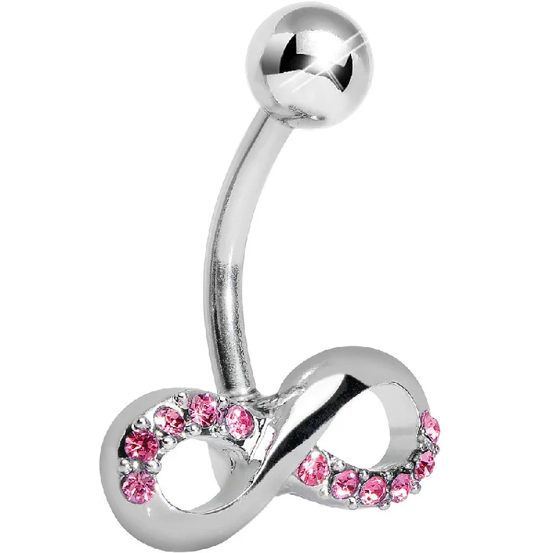 Stunning Belly Rings with Shiny Stones -Infinity Symbol Pink Gem Belly Button Ring