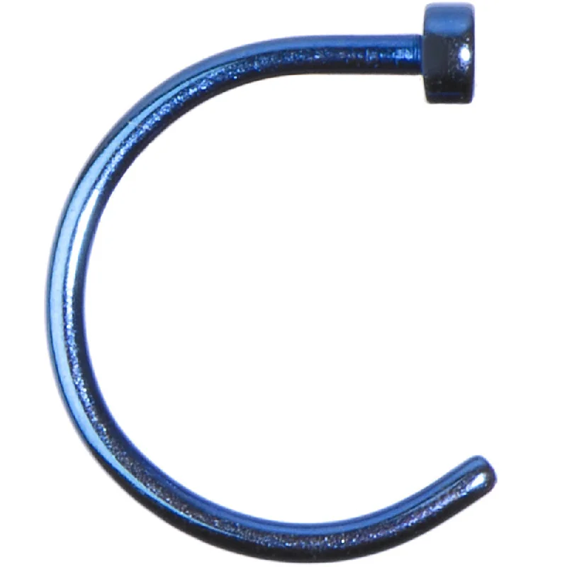 Nose Rings with Beautiful Stone Details -20 Gauge 5/16 Blue Anodized Titanium Nose Hoop Nose Rings with Beautiful Stone Details -20 Gauge 5/16 Blue Anodized Titanium Nose Hoop