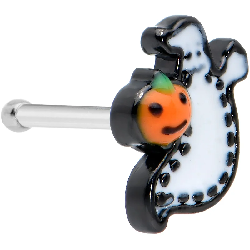 Large Nose Rings for Bold Looks -20 Gauge 1/4 Halloween Pumpkin Ghost Nose Bone