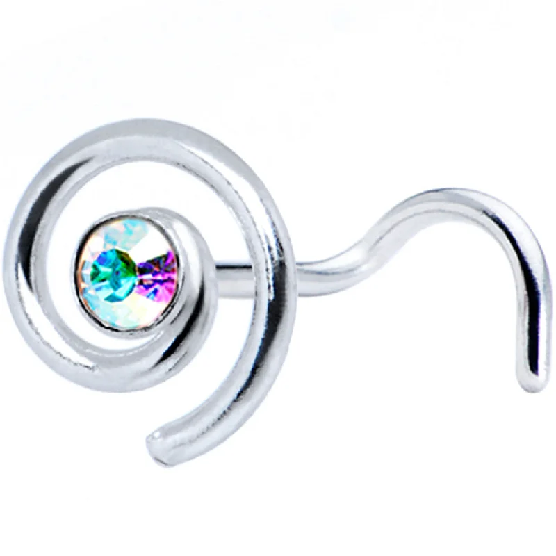 Beautiful Nose Rings with Radiant Shine -Sterling Silver Swirl Aurora Nose Ring Created with Crystals Beautiful Nose Rings with Radiant Shine -Sterling Silver Swirl Aurora Nose Ring Created with Crystals