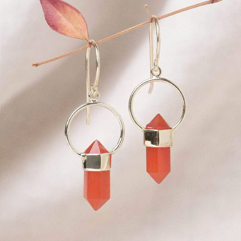 Women's Earrings – Elegant Designs for Every Personality--Carnelian Crystal Point Earrings