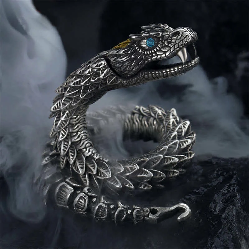 Statement Metal Bracelets for Men-Buddha Stones Dragon Snake Handmade Amulet Protection Chain Bracelet Statement Metal Bracelets for Men-Buddha Stones Dragon Snake Handmade Amulet Protection Chain Bracelet