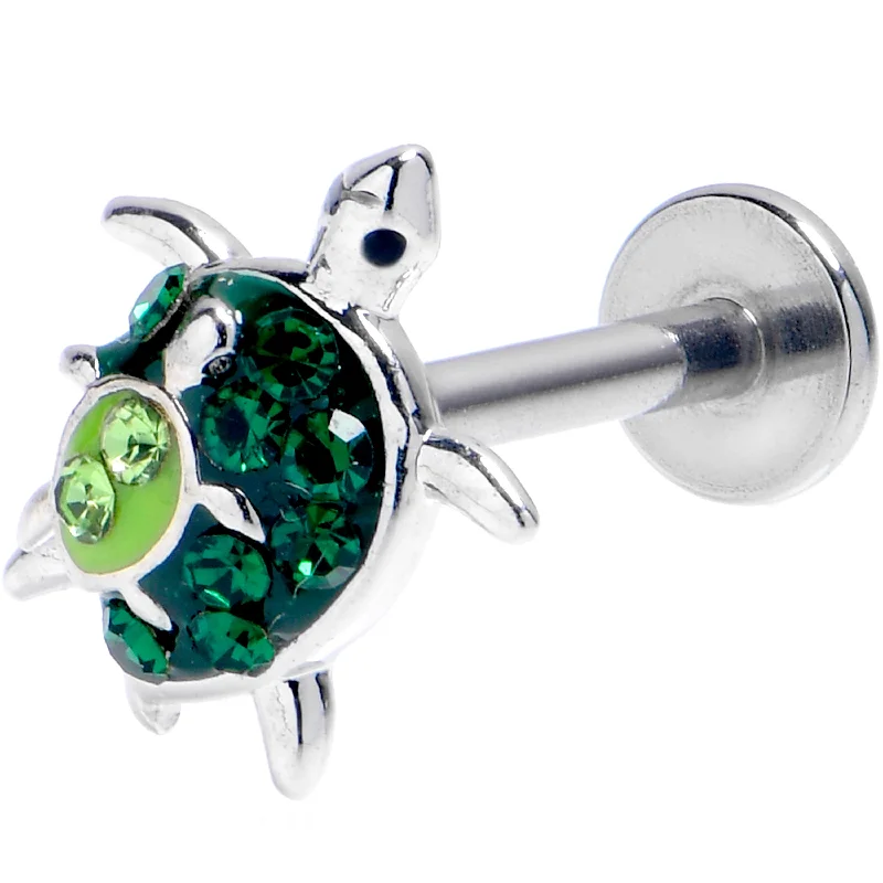 Lip Rings with Gemstone Accents16 Gauge 5/16 Green Gem Turtle World Labret Monroe Tragus