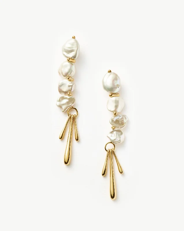 Women's Earrings – Elegant Designs for Every Personality--Keshi Pearl Sculptural Drop Earrings | 18k Gold Plated/Pearl