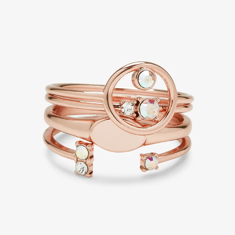Chic Women's Rings for Fashion-Forward Looks-Crystal Sky Ring Stack