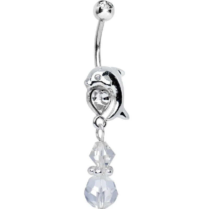 Trendy Belly Rings for Fashion Enthusiasts -DOLPHIN Bead Dangle Translucent Belly Ring Trendy Belly Rings for Fashion Enthusiasts -DOLPHIN Bead Dangle Translucent Belly Ring