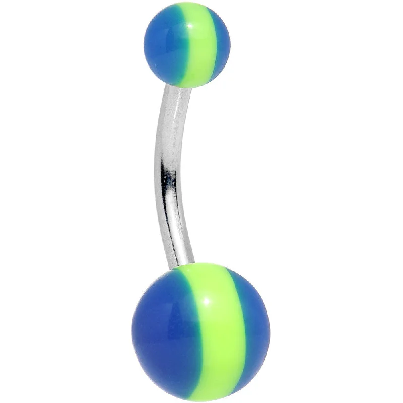 Stylish Belly Rings with Radiant Stones -Green Blue Acrylic Striped Candy Belly Ring Stylish Belly Rings with Radiant Stones -Green Blue Acrylic Striped Candy Belly Ring