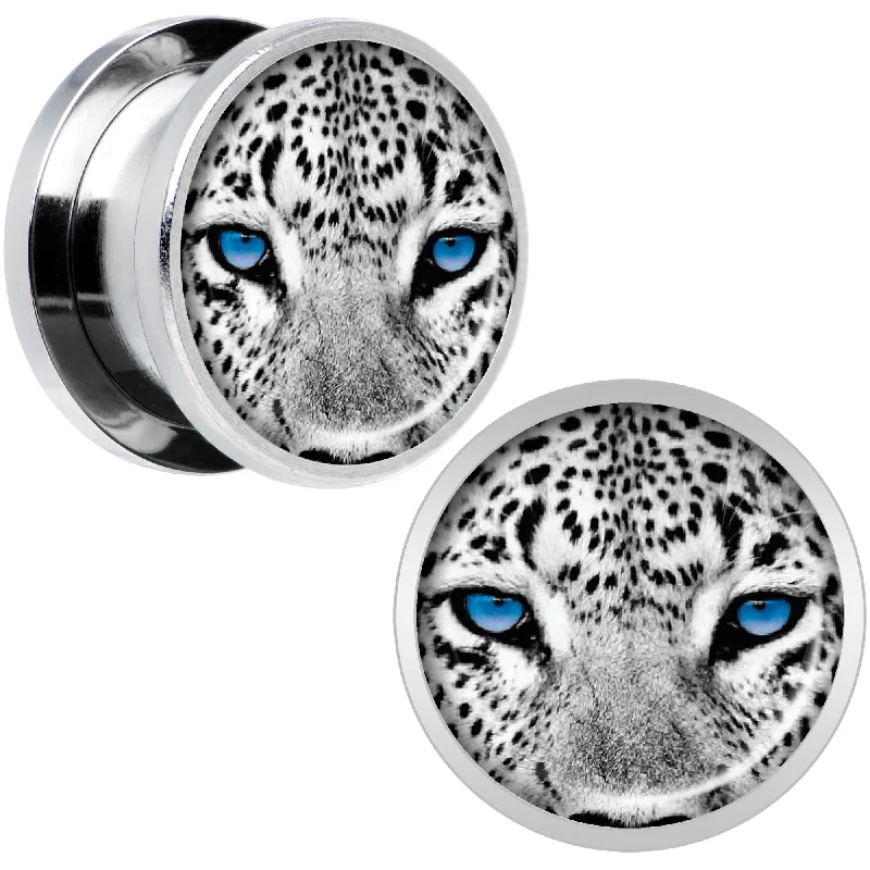 Women's Earrings – Elegant Designs for Every Personality--Black White Leopard Eyes Steel Screw Fit Plug Set 9/16 Women's Earrings – Elegant Designs for Every Personality--Black White Leopard Eyes Steel Screw Fit Plug Set 9/16