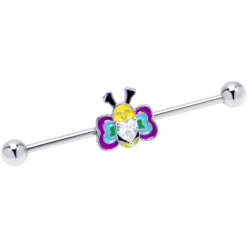 Women's Earrings – Elegant Designs for Every Personality--14 Gauge Clear CZ Gem Butterfly Love Bug Heart Industrial Barbell 38mm Women's Earrings – Elegant Designs for Every Personality--14 Gauge Clear CZ Gem Butterfly Love Bug Heart Industrial Barbell 38mm
