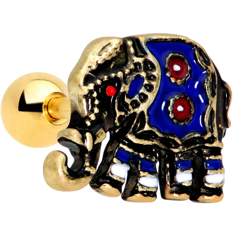 Women's Earrings – Elegant Designs for Every Personality--16 Gauge 1/4 Gold Tone Rococo Elephant Cartilage Tragus Earring Women's Earrings – Elegant Designs for Every Personality--16 Gauge 1/4 Gold Tone Rococo Elephant Cartilage Tragus Earring