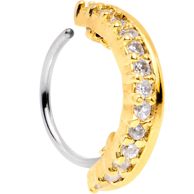 Nose Rings for Creative Styling -20 Gauge Clear CZ Gem Gold Tone Sleek Seamless Circular Ring Nose Rings for Creative Styling -20 Gauge Clear CZ Gem Gold Tone Sleek Seamless Circular Ring