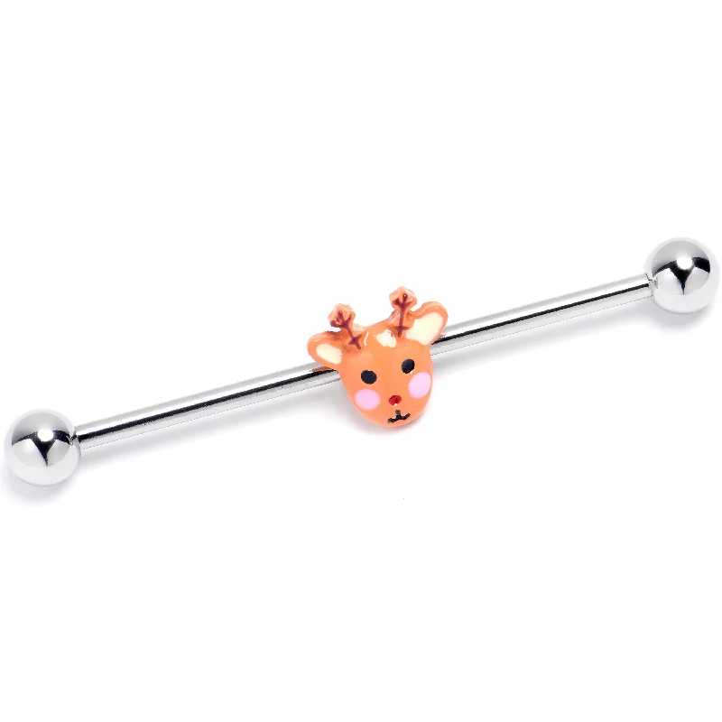 Women's Earrings – Elegant Designs for Every Personality--14 Gauge Santa's Reindeer Industrial Barbell 38mm