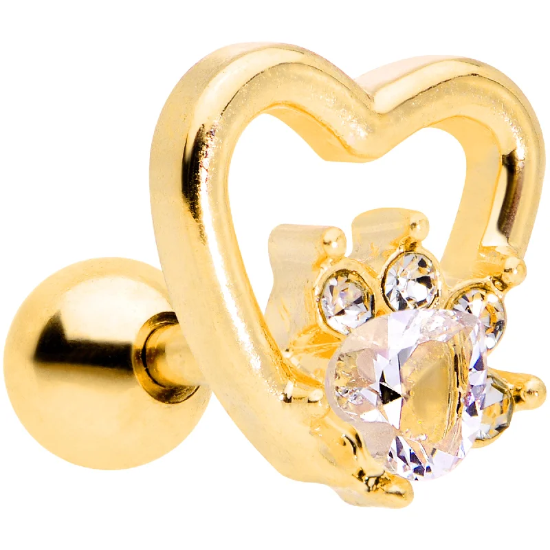 Women's Earrings – Elegant Designs for Every Personality--16 Gauge 1/4 Clear Gem Gold Tone Hollow Heart Cartilage Tragus Women's Earrings – Elegant Designs for Every Personality--16 Gauge 1/4 Clear Gem Gold Tone Hollow Heart Cartilage Tragus
